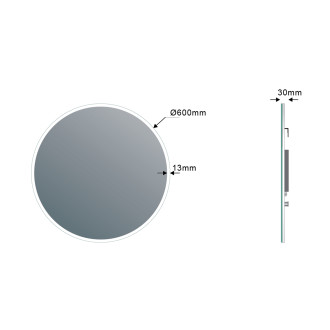 VISO kulaté zrcadlo s LED osvětlením a policí ? 60cm, bílá mat VS060-01