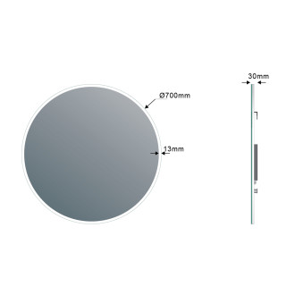 VISO kulaté zrcadlo s LED osvětlením a policí ? 70cm, bílá mat VS070-01