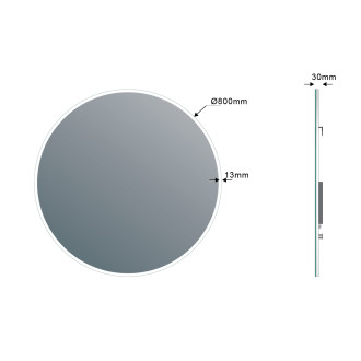 VISO kulaté zrcadlo s LED osvětlením a policí ? 80cm, bílá mat VS080-01