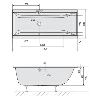 CLEO SLIM obdélníková vana 180x80x48cm, bílá 95611S