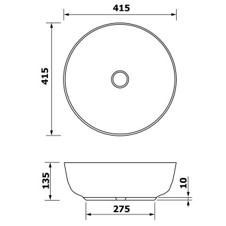 PRIORI keramické umyvadlo na desku, ? 41,5 cm, bronz PI032
