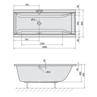 CLEO obdélníková vana 180x80x48cm, černá mat 95611.21