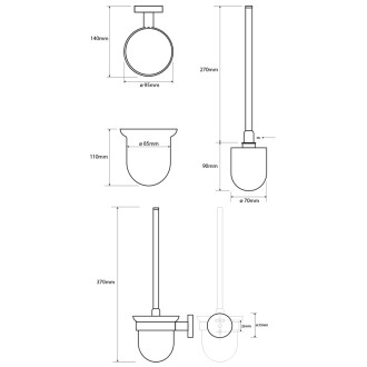 X-ROUND WHITE WC štětka závěsná, mléčné sklo, bílá mat XR303W