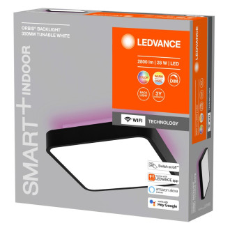 ORBIS BACKLIGHT stropní svítidlo, 350x350mm, WIFI RGB+stmívatelné, 28W, černá AC314100055