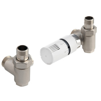 ECO COMBI připojovací sada ventilů, termostatická, pravá, nikl/bílá CP994S
