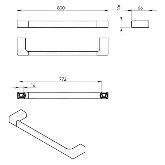PIRENEI držák ručníků 800x66mm, bílá mat PI218002