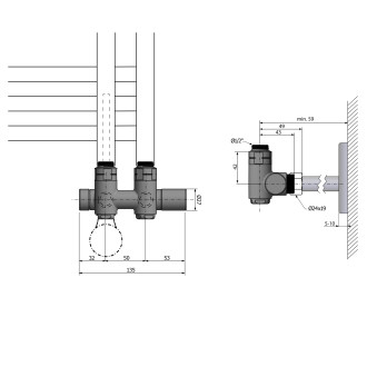 TWIN COMBI připojovací sada ventilů pro středové připojení, pravá, černá mat CP461BS