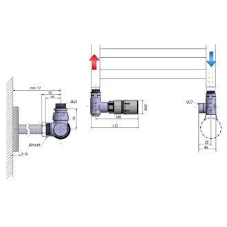 CORNER COMBI připojovací sada ventilů termostatická, levé provedení, černá mat CP3021BS