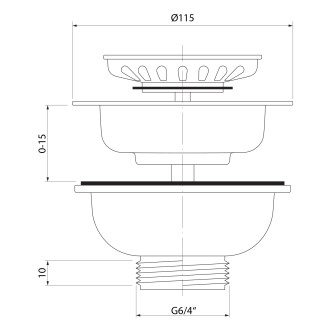 Dřezová výpust 6/4", nerez 155.121.0