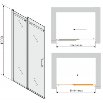 MEXEN OMEGA sprchové dveře 150x190 cm 8 mm chrom-kouřové 825-150-000-01-40