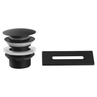 SET krytka přepadu, vanová výpust 1"1/2, Click Clack, černá mat
