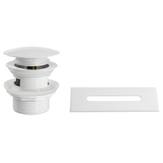 SET krytka přepadu, vanová výpust 1"1/2, Click Clack, bílá lesk