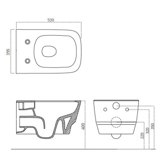 BELLO závěsná WC mísa, Rimless, 35,5x53cm, bílá 100214