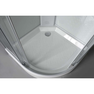 AIGO čtvrtkruhový sprchový box 900x900x2040 mm, bílý profil, čiré sklo YB93