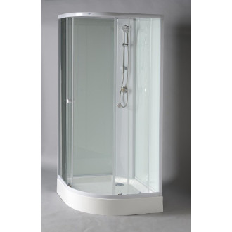 AIGO čtvrtkruhový sprchový box 900x900x2040 mm, bílý profil, čiré sklo YB93