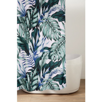 Sprchový závěs 180x200cm, polyester, zelené listy ZV028