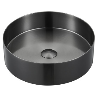 AURUM nerezové umyvadlo na desku, průměr 38 cm, včetně výpusti, antracit AU101