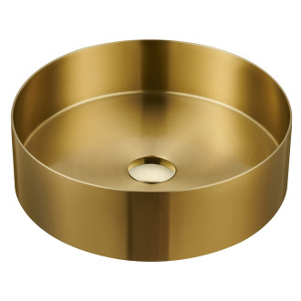 AURUM nerezové umyvadlo na desku, průměr 38 cm, včetně výpusti, zlato mat AU201