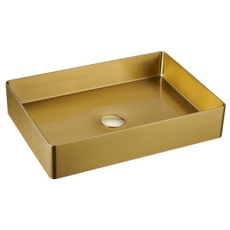 AURUM nerezové umyvadlo na desku, 50x35,2cm, včetně výpusti, zlato mat AU203
