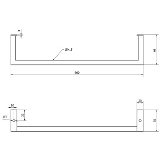 HANG držák ručníků pod umyvadlo 560x98mm, černá mat HG560