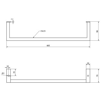HANG držák ručníků pod umyvadlo 665x98mm, černá mat HG665