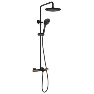 SOLARIS sprchový sloup s termostatickou baterií, černá/měď mat WD139PG