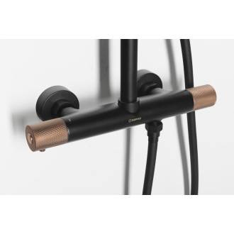 SOLARIS sprchový sloup s termostatickou baterií, černá/měď mat WD139PG