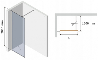 MEXEN KIOTO sprchová stěna walk-in 90x200 cm 8mm bílý vzor - 2, 800-090-000-00-97