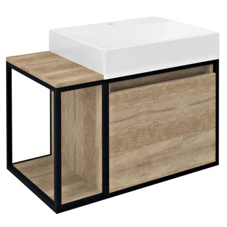 SKARA umyvadlová skříňka 80x49,5x46,5cm, černá mat/dub Alabama CG003-2222