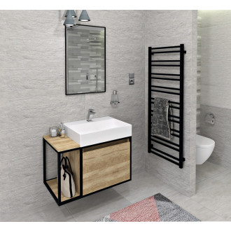 SKARA umyvadlová skříňka 80x49,5x46,5cm, černá mat/dub Alabama CG003-2222