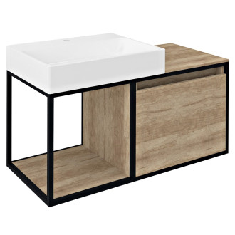 SKARA umyvadlová skříňka 100x49,5x46,5cm, černá mat/dub Alabama CG004-2222