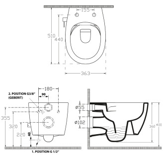 SENTIMENTI CLEANWASH závěsná WC mísa, Rimless, bidet. sprška, 36x51cm, bílá 10ARS1010
