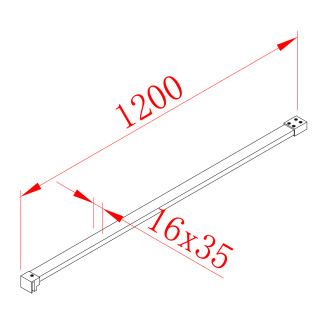 MODULAR SHOWER BLACK, vzpěra kolmá 1200 mm MSBR1B