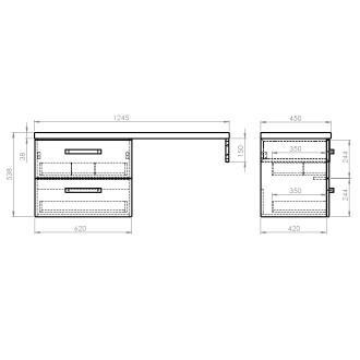 VEGA sestava koupelnového nábytku, š. 125 cm, bílá/dub platin VG064-03