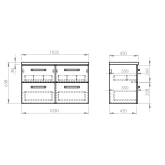 VEGA sestava koupelnového nábytku, š. 104 cm, bílá/dub platin VG052-04