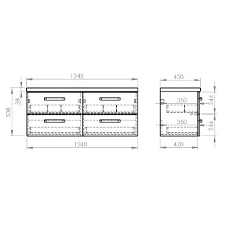 VEGA sestava koupelnového nábytku, š. 125 cm, bílá/dub platin VG064-04