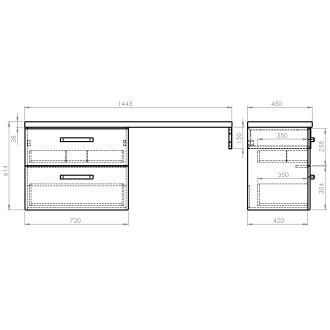 VEGA sestava koupelnového nábytku, š. 145 cm, bílá/dub platin VG073-02