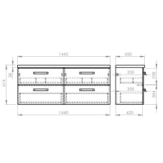 VEGA sestava koupelnového nábytku, š. 145 cm, bílá/dub platin VG073-04
