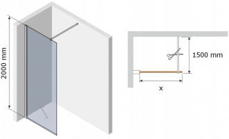 MEXEN KIOTO sprchová stěna walk-in 80x200 cm 8mm černý vzor - 2, 800-080-000-00-78