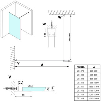 VARIO WHITE jednodílná sprchová zástěna ke stěně, kouřové sklo, 1100 mm GX1311GX1015