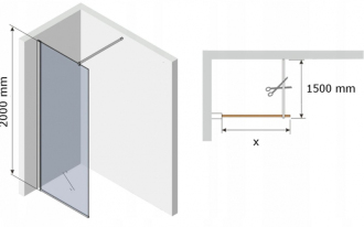 MEXEN KIOTO sprchová stěna walk-in 100x200 cm 8mm černý vzor - 1, 800-100-000-00-77