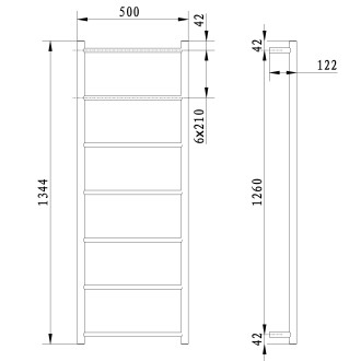SHICK nástěnný sušák ručníků 500x1344 mm, kulatý, chrom SH500