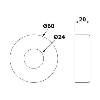 Rozeta 60/24 mm, výška 20 mm, chrom, pár