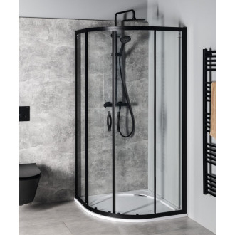 SIGMA SIMPLY BLACK čtvrtkruhová sprchová zástěna 800x800 mm, R550, čiré sklo GS5580B