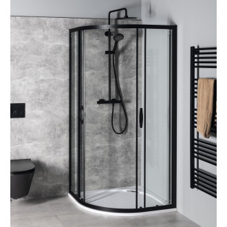 SIGMA SIMPLY BLACK čtvrtkruhová sprchová zástěna 800x800 mm, R550, čiré sklo GS5580B