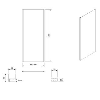AMADEO obdélníkový sprchový kout 1100x900 mm, L/P varianta, sklo Brick BTS110BTP90