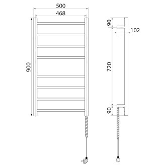 REDONDO elektrický sušák ručníků, kulatý, 500x900 mm, 75 W, černá mat ER220BV