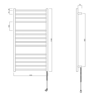 REDONDO elektrický sušák ručníků, kulatý, 630x1160 mm, 130 W, černá ER230BV