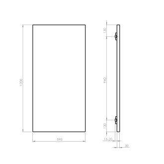 ENIS koupelnový sálavý topný panel 600W, IP44, 590x1200 mm, černá mat RH600B