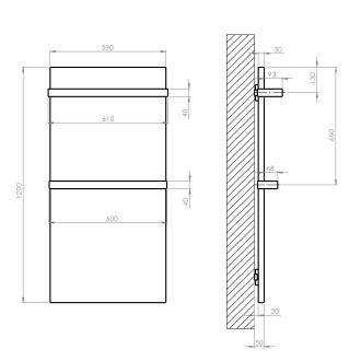 ENIS koupelnový sálavý topný panel 600W, IP44, 590x1200 mm, černá mat RH600B